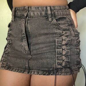ASOS Black Ruched Tie Front Mini Skirt